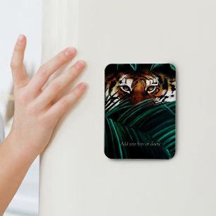 Intense Green Jungle Tiger Eyes Wildlife Leaves Magnet
