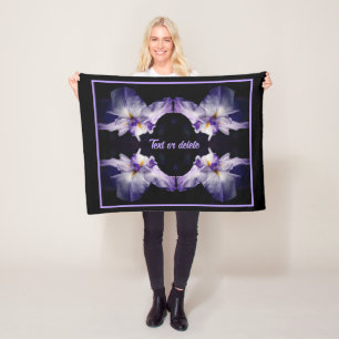 Intense Japanese Iris Flower Abstract Personalised Fleece Blanket