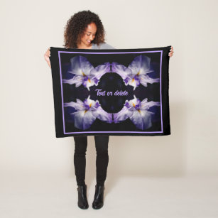 Intense Japanese Iris Flower Abstract Personalized Fleece Blanket