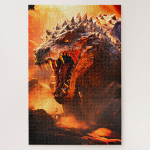 Intense Lava Dragon Portrait Jigsaw Puzzle