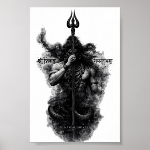 Intense Lord Shiva Trishul Om Namah Shivaya Art Poster