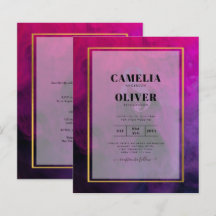 Intense Magenta Plum Purple INK Wedding INVITE