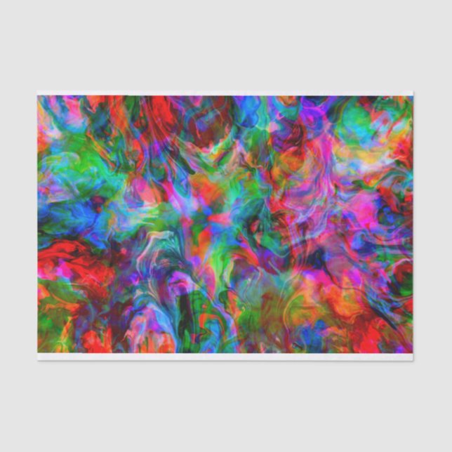 Intense Psychedelic Bright Colour Swirl Tissue Paper (Front)