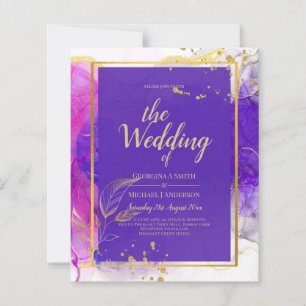 Intense Purple Pink Gold Wedding Alcohol Ink
