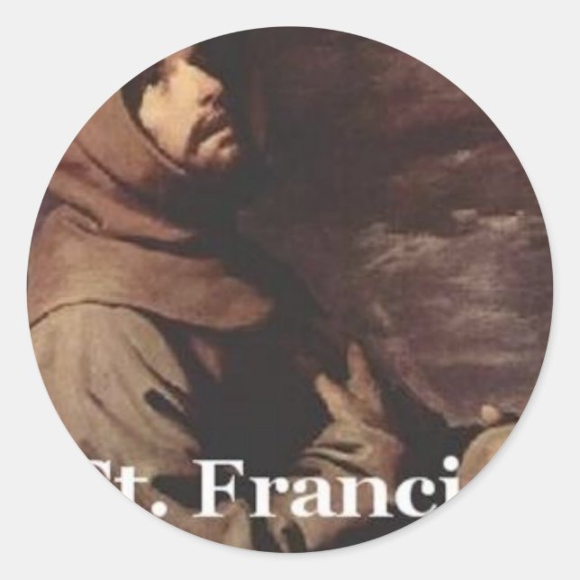Intense St Francis Assisi gift Franciscan Classic Round Sticker (Front)