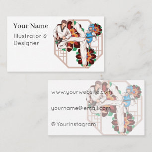 Intense Taekwondo Fight: Competition Action Business Card