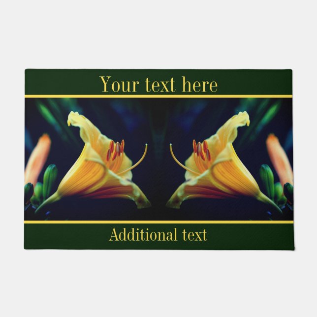 Intense Yellow Lily Flower Personalised Doormat (Front)