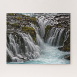 Intensely Blue Bruarfoss Waterfall in Iceland Jigsaw Puzzle