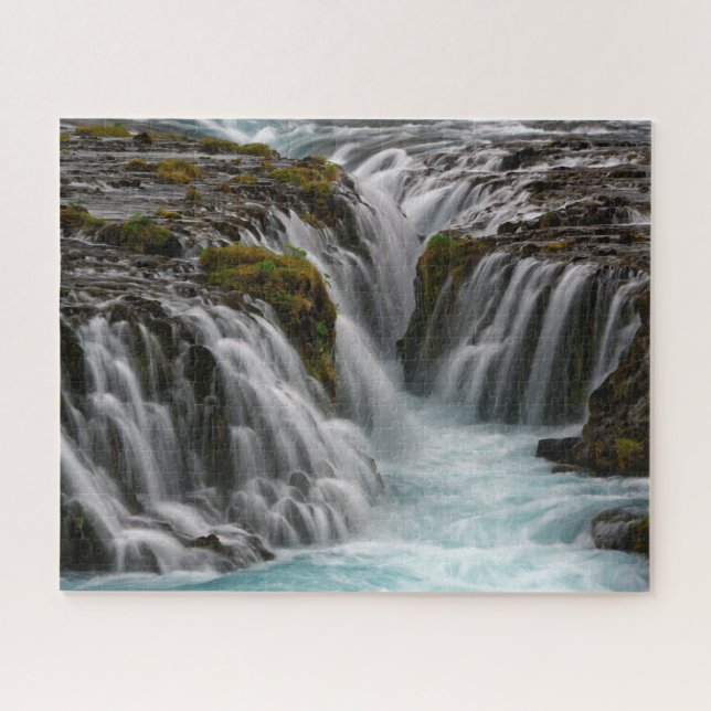 Intensely Blue Bruarfoss Waterfall in Iceland Jigsaw Puzzle (Horizontal)