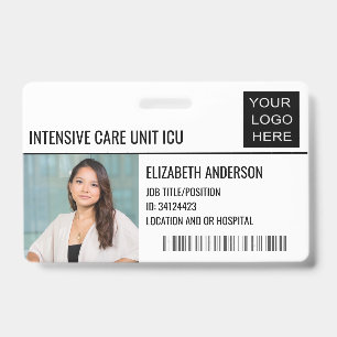 Intensive Care Unit ICU Photo ID Hospital Logo Badge