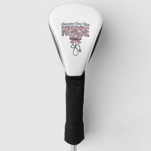 Intensive Care Unit Nurse Floral Bow Shirt Design_ Golf Head Cover