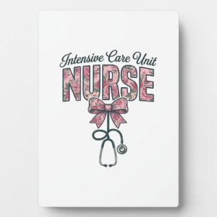 Intensive Care Unit Nurse Floral Bow Shirt Design_ Plaque