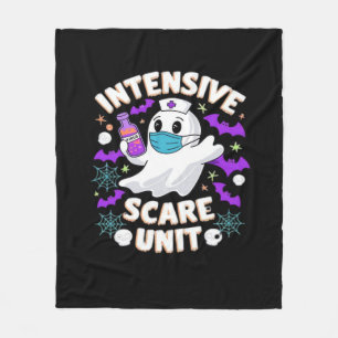 Intensive Scare Unit Nurse Halloween ICU Nurse Ess Fleece Blanket