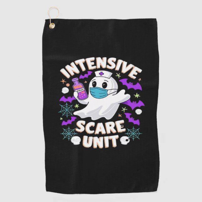 Intensive Scare Unit Nurse Halloween ICU Nurse Ess Golf Towel (Front)