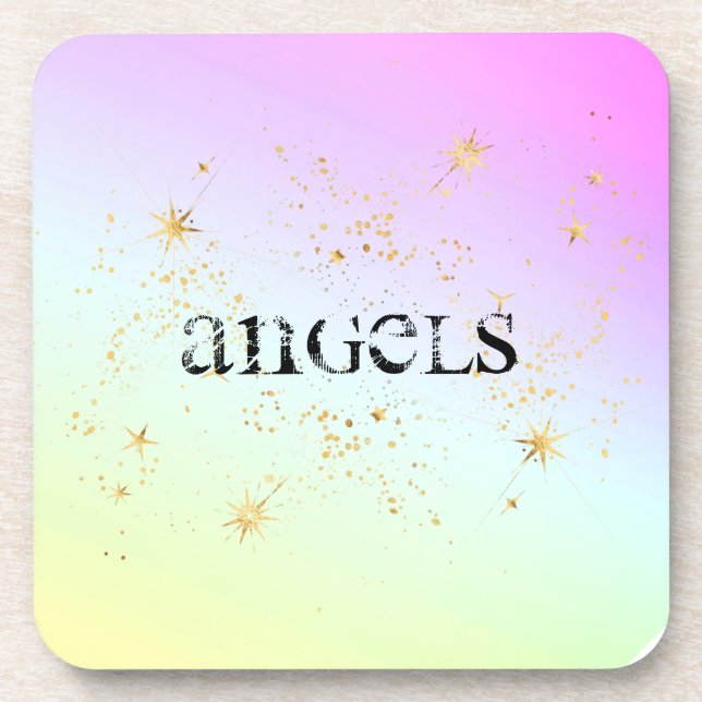 *~* INTENTION COASTER ANGELS Glitter Rainbow (Front)