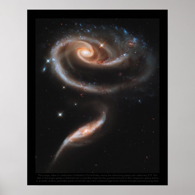 Interacting galaxy pair called Arp 273 Poster (Front)