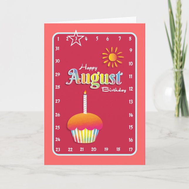 Interactive 'Move the Star' AUGUST Birthday Card (Front)
