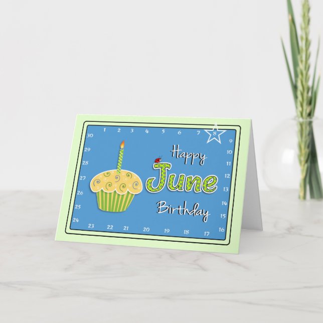 Interactive 'Move the Star' JUNE Birthday Card (Front)