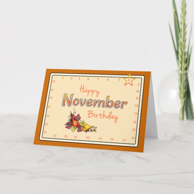 Interactive 'Move the Star' NOVEMBER Birthday Card (Front)