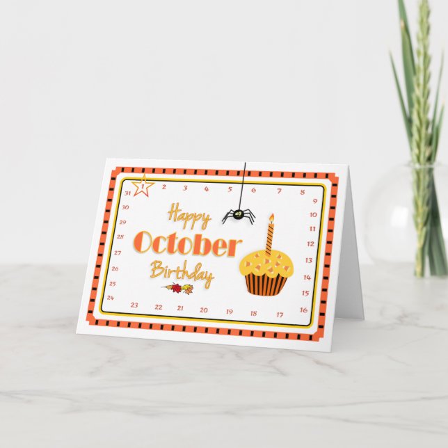 Interactive 'Move the Star' OCTOBER Birthday Card (Front)