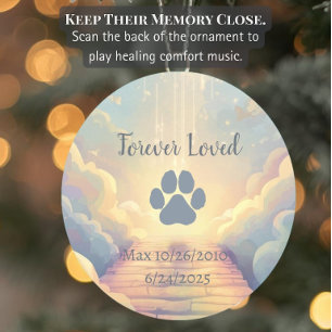 Interactive QR Music Blue Rainbow Bridge Ceramic Ornament