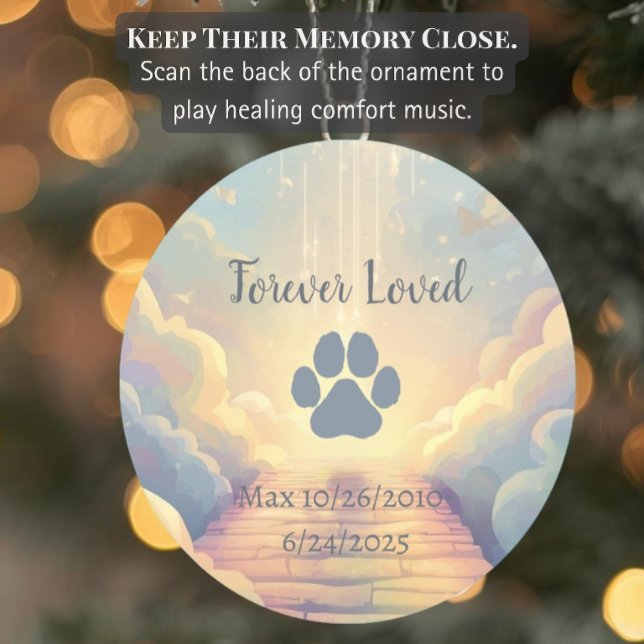 Interactive  QR Music Blue Rainbow Bridge Ceramic Ornament (Creator Uploaded)