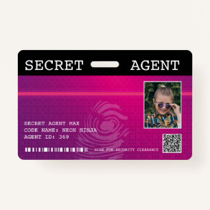 Interactive Secret Agent Spy Badge - Pink ID Badge
