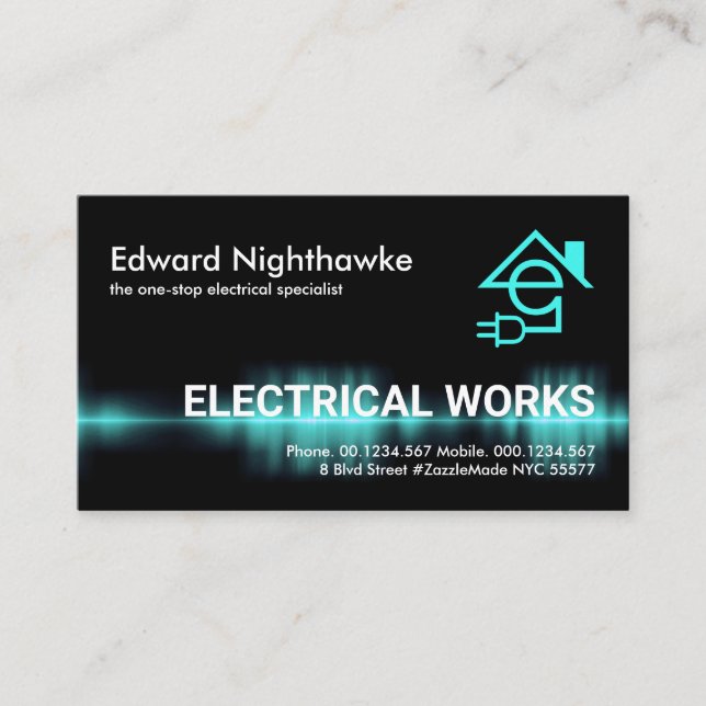 Intercepting Blue Electric Current Business Card (Front)