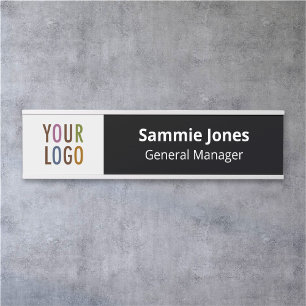 Interchangeable Office Door Name Plate with Logo