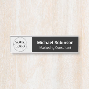 Interchangeable Office Door Name Plate with Logo