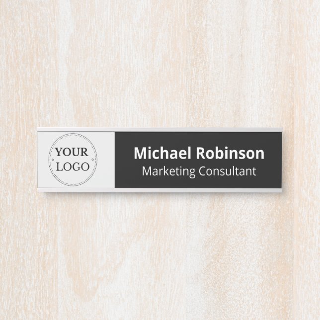 Interchangeable Office Door Name Plate with Logo (Front)