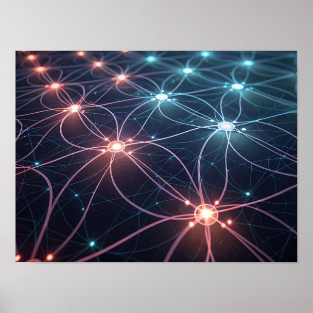 Interconnected Glowing Neural Network Poster (Front)