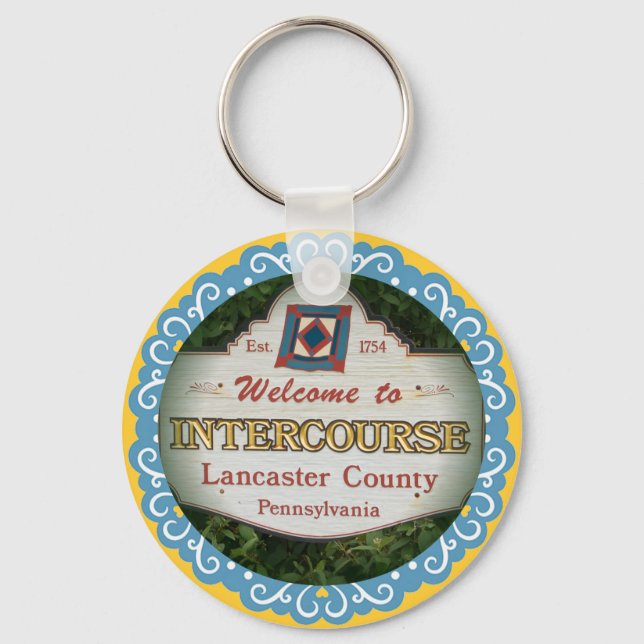 Intercourse Keychain! Lancaster PA Key Ring (Front)