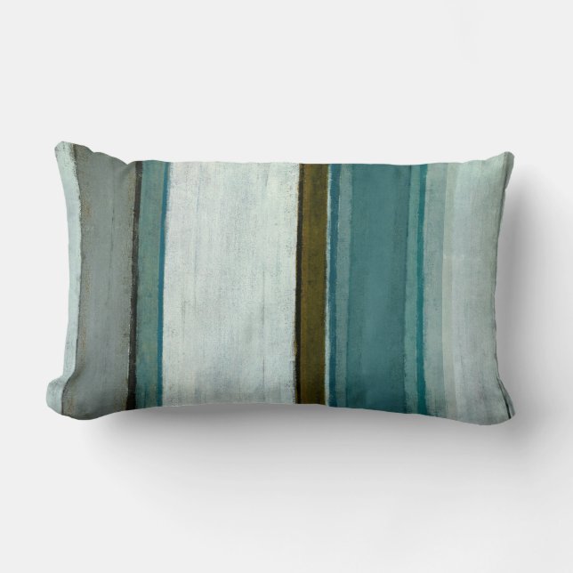 'Interest' Teal Abstract Art Lumbar Cushion (Front)