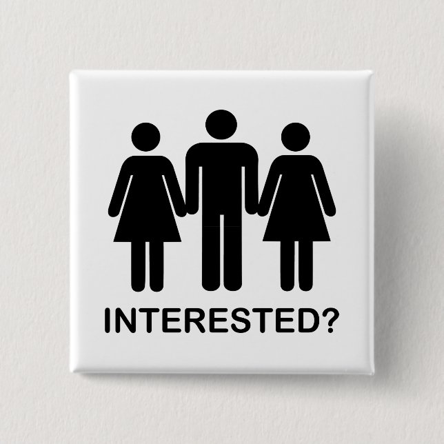 Interested? 15 Cm Square Badge (Front)