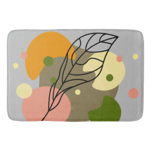 Interesting abstract spots with leaves bath mat