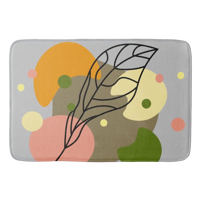 Interesting abstract spots with leaves bath mat (Front)