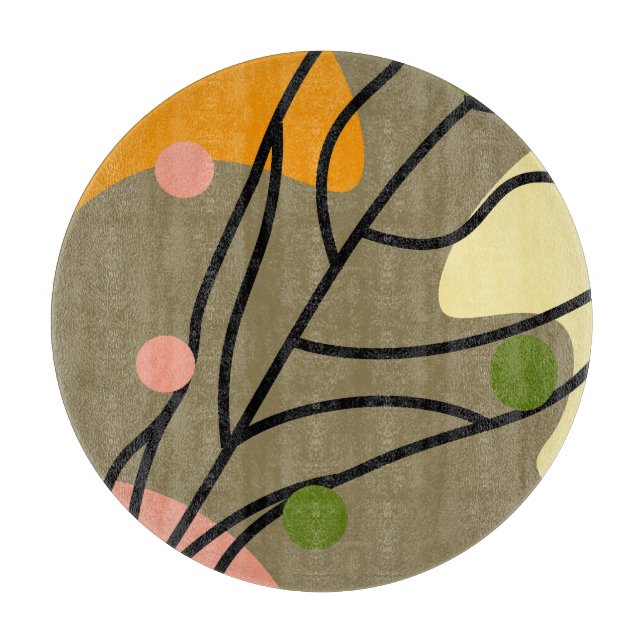 Interesting abstract spots with leaves cutting board (Front)