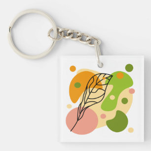 Interesting abstract spots with leaves key ring