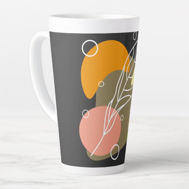 Interesting abstract spots with leaves latte mug (Left Angle)