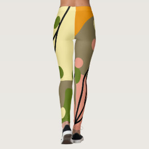 Interesting abstract spots with leaves leggings