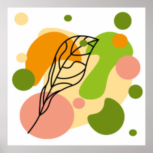 Interesting abstract spots with leaves poster