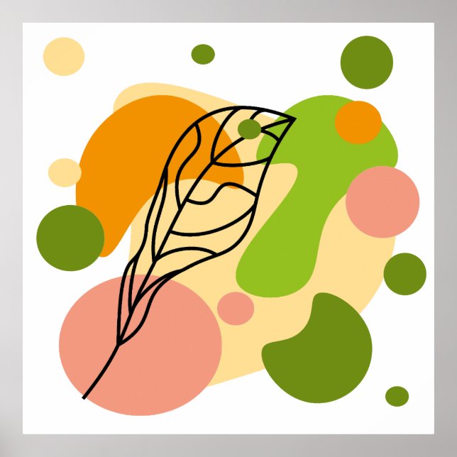 Interesting abstract spots with leaves poster (Front)