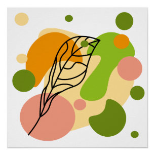 Interesting abstract spots with leaves poster
