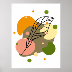 Interesting abstract spots with leaves poster