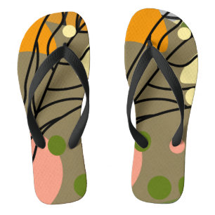 Interesting abstract spots with leaves thongs