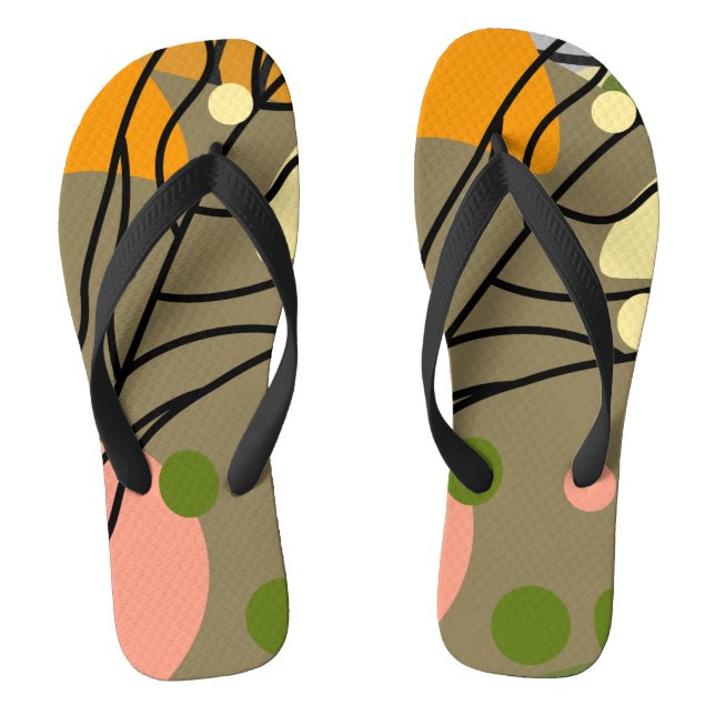 Interesting abstract spots with leaves thongs (Footbed)
