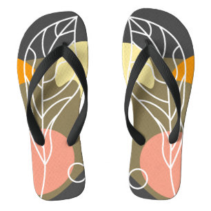 Interesting abstract spots with leaves thongs