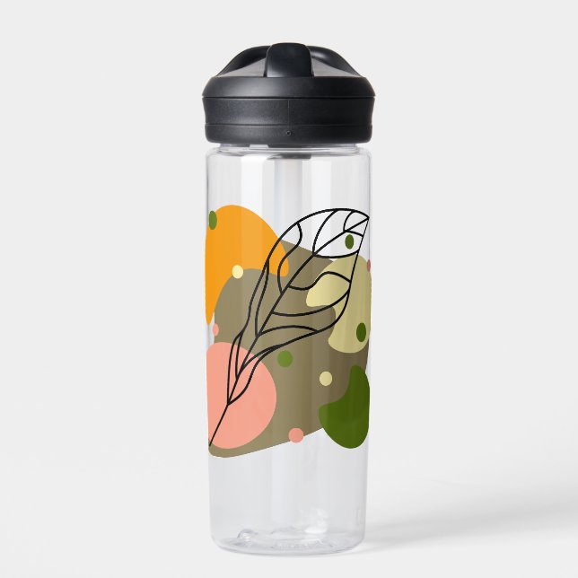 Interesting abstract spots with leaves water bottle (Front)