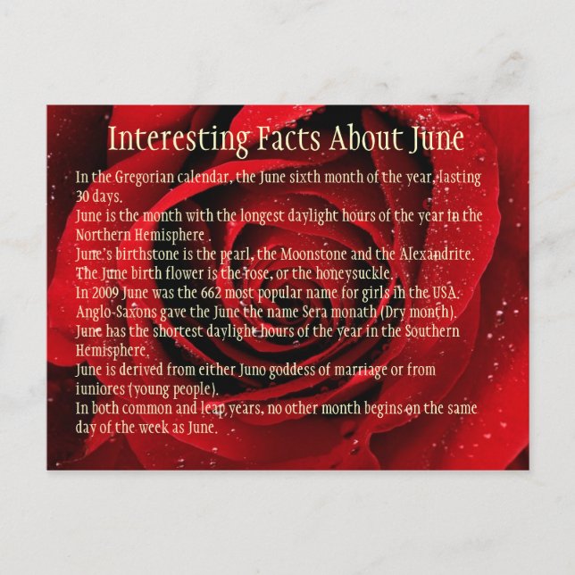 Interesting Facts About June Postcard (Front)
